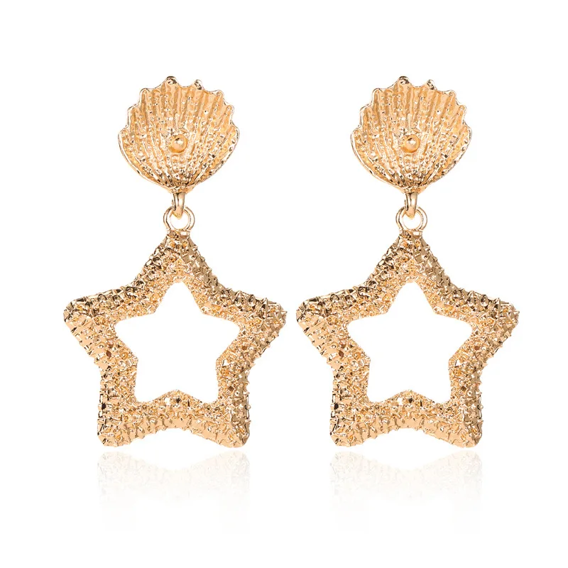 

pentagram earrings for women pendientes mujer kolczyki boucle oreille femme earings aretes earring big statement gold dangle