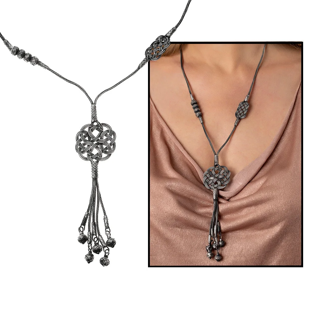 

Женское ожерелье из серебра 1000 пробы с ручной вязкой Kazaz