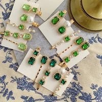 2021 ins hot vintage fashion hair accessories green crystal rhinestone pearl hairpin for women girls high quality hair clips