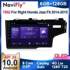 Автомобильное радио, мультимедийный видеоплеер NaviFly QLED экран 1280*720 Android 10,0 для Honda Jazz 3 2015 - 2020 подходит для 3 GP GK 2013 - 2020
