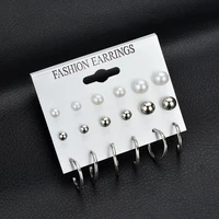 a set of 12 pairs of different styles of earrings without allergy simple and versatile fashion korean version