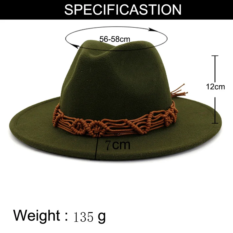 Мужская фетровая шляпа FS с широкими полями и котелком красная хаки желтая летняя