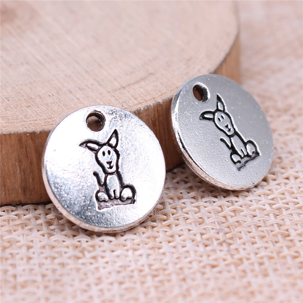 

Puppy Dog Charms For Jewelry Making Findings Handmade DIY Craft 10pcs Antique Silver Color 15x15mm