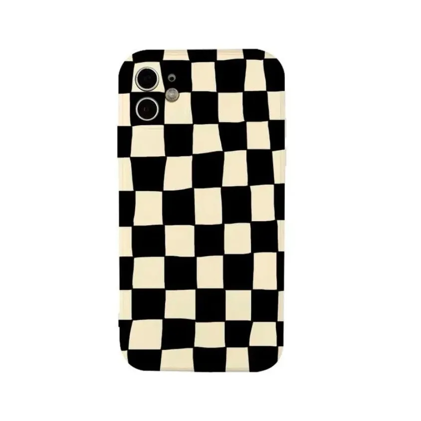 

Black & White Checker Case for iPhone 12 Pro Max Back Phone Cover for 12 Mini 11 Pro Max X XS XR 8 7 Plus SE 2021Capa