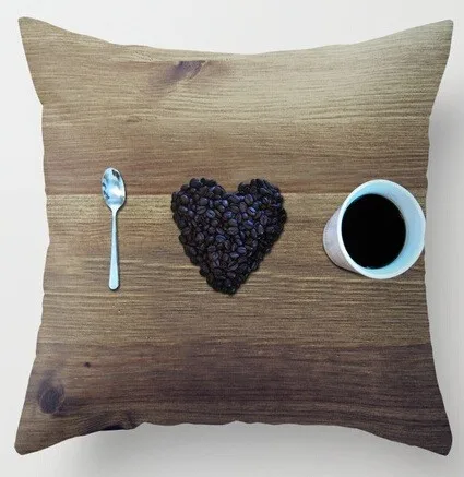 

Индивидуальная наволочка в винтажном деревянном стиле с принтом «I Love Coffee»