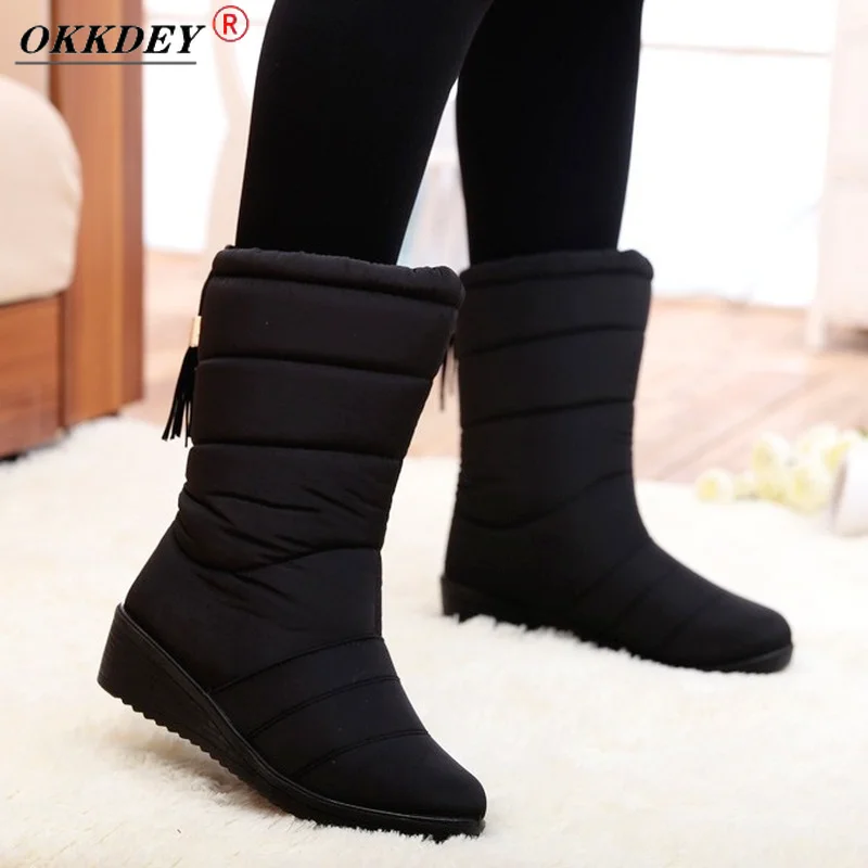 

Ladies Boots Winter Shoes Warm Shoes Ladies Waterproof Ladies Snow Boots Solid Color Fashion Waterproof High Heels Cotton Boots