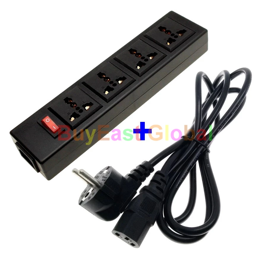 Удлинитель питания Schuko с европейской вилкой 4 выхода мировым штекером и