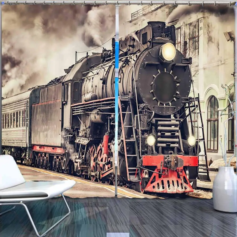 3D занавеска на окна с принтом поезда для гостиной спальни в современном стиле |
