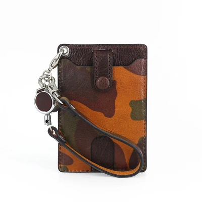 camouflage Топ-конец футляр для проездного натуральной кожи идентификационный выдвижной Японский Корейский стиль кредитные карты ID бирки держатели маленькие кошельки мини-кошелек - Цвет: camouflage