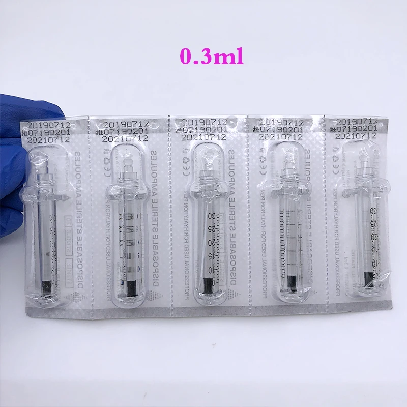 0.3ml / 0.5ml Disposable sterile acid Ampoule plastic syringe needle for hyaluronic pen Nebulizer Wrinkle Removal lip injection