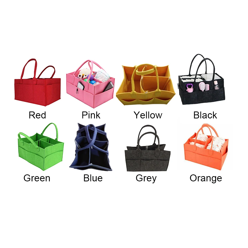 

Travel Baby Multi Pocket Diaper Bag Portable With Handle Storage Basket Shopping Felt Tote Camping Organizer Large Capacity