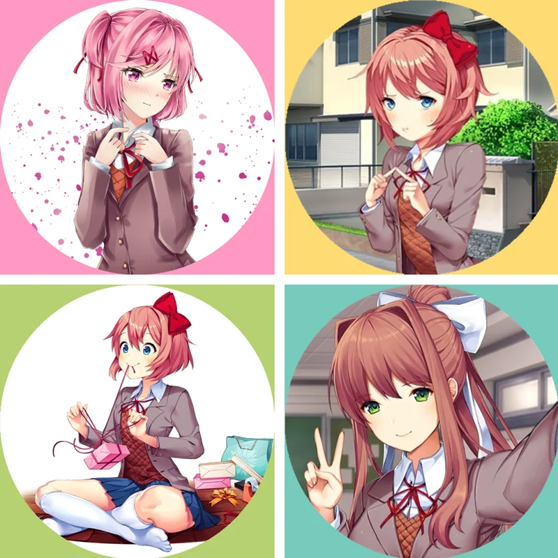 

Game Doki Doki Literature Club! Badge Cartoon Figure DDLC Natsuki Monika Brooch Pins Backpack Decoration Accessories