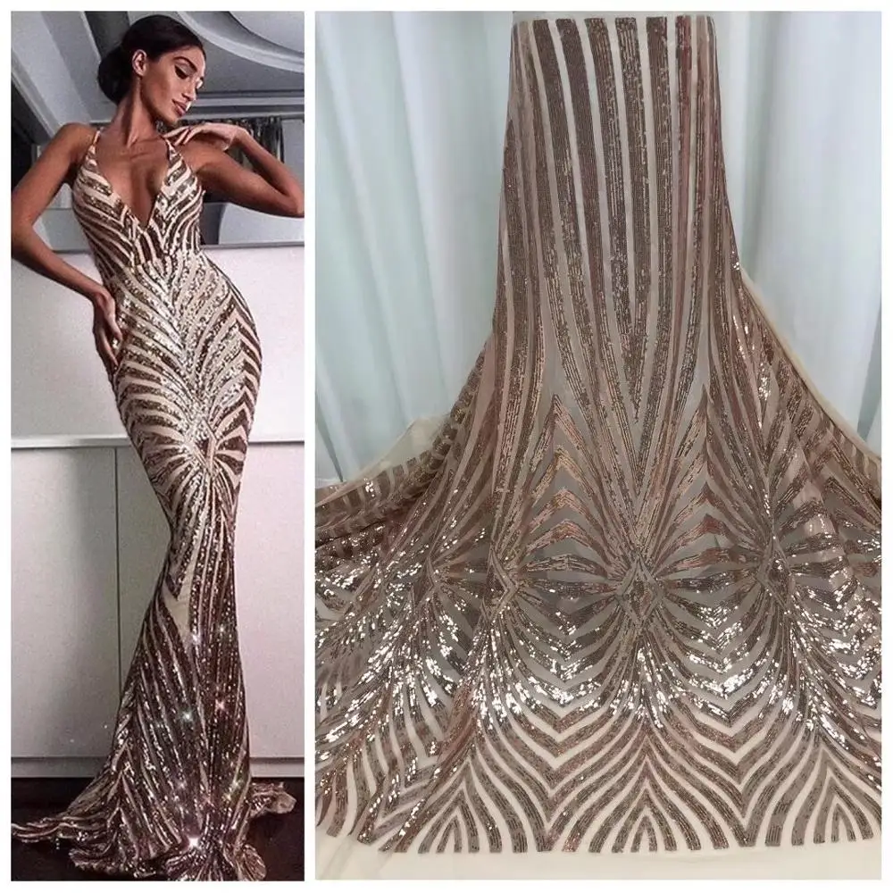 

Luxury Bead Tube Lace High Quaity Latest African Tulle Fabric with Glitters Sequins for party Dress NN583