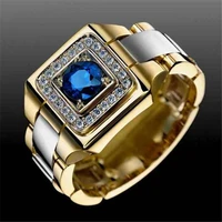 inlaid blue gem ring european and american luxury mens engagement wedding bracelet size 6 13
