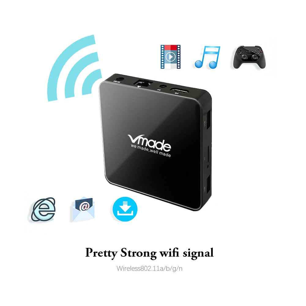 Vmade H.265/HEVC HD 4K Android 7 1 2 + 16GB IP ТВ M3U коробка Поддержка Youtube WI FI смарт медиаплеер Amlogic
