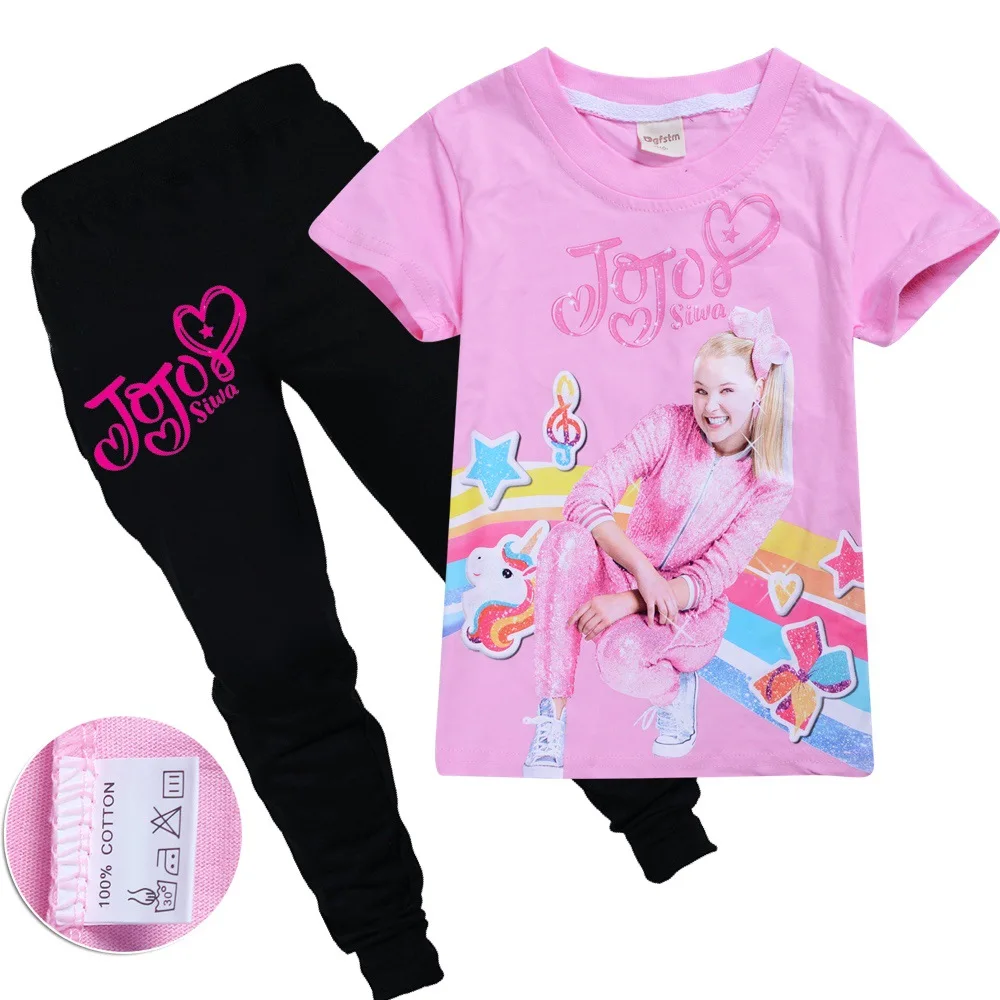 Специальная цена JOJO Siwa летние короткие топы черные брюки леггинсы одежда