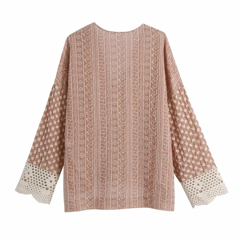 

Sleeve Cuff Lace Shirt Casual Lady Loose Tops Blusas