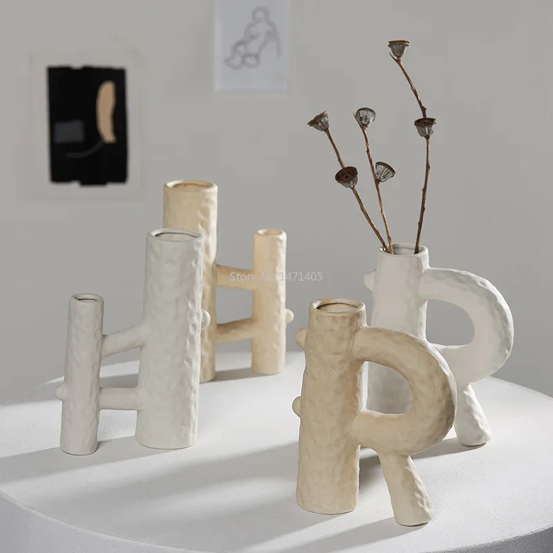 Креативный дизайн алфавита современная керамическая ваза настольная сушеная
