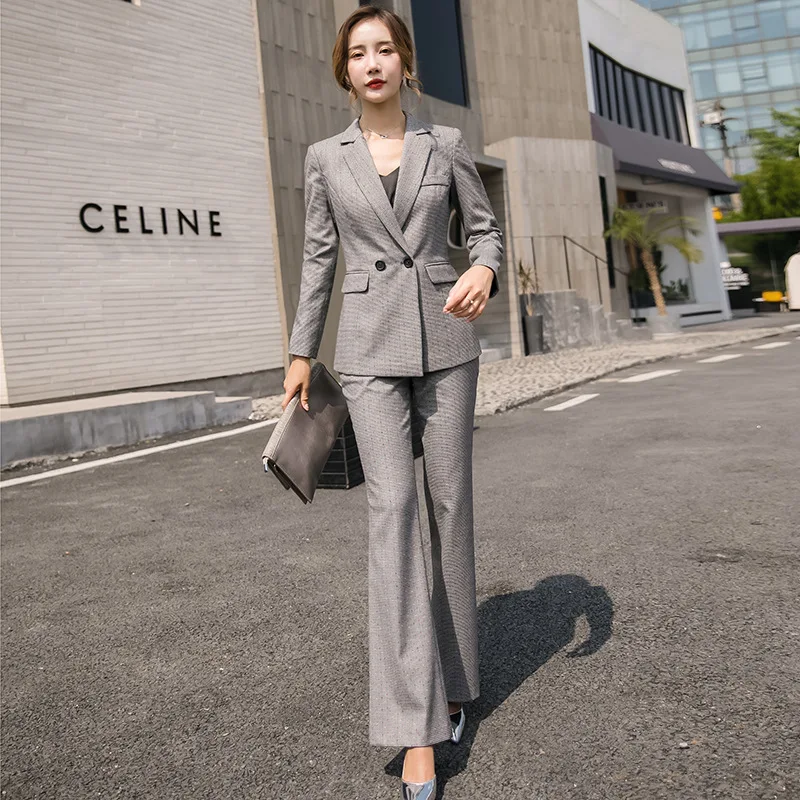 

Women's suits 2019 autumn new fashion gray professional wear casual trousers temperament wild two-piece women's clothing