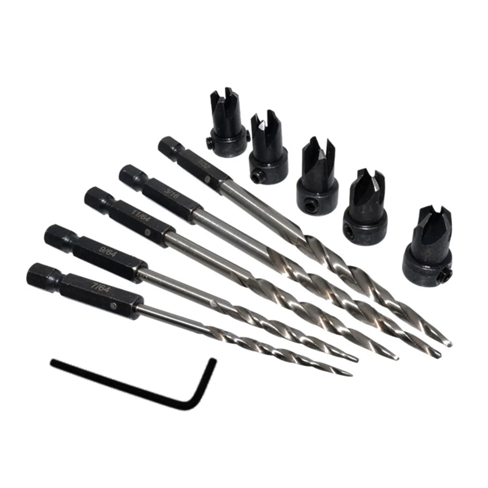 

11 шт., набор фрез для зенковки древесины, с шестигранным хвостовиком