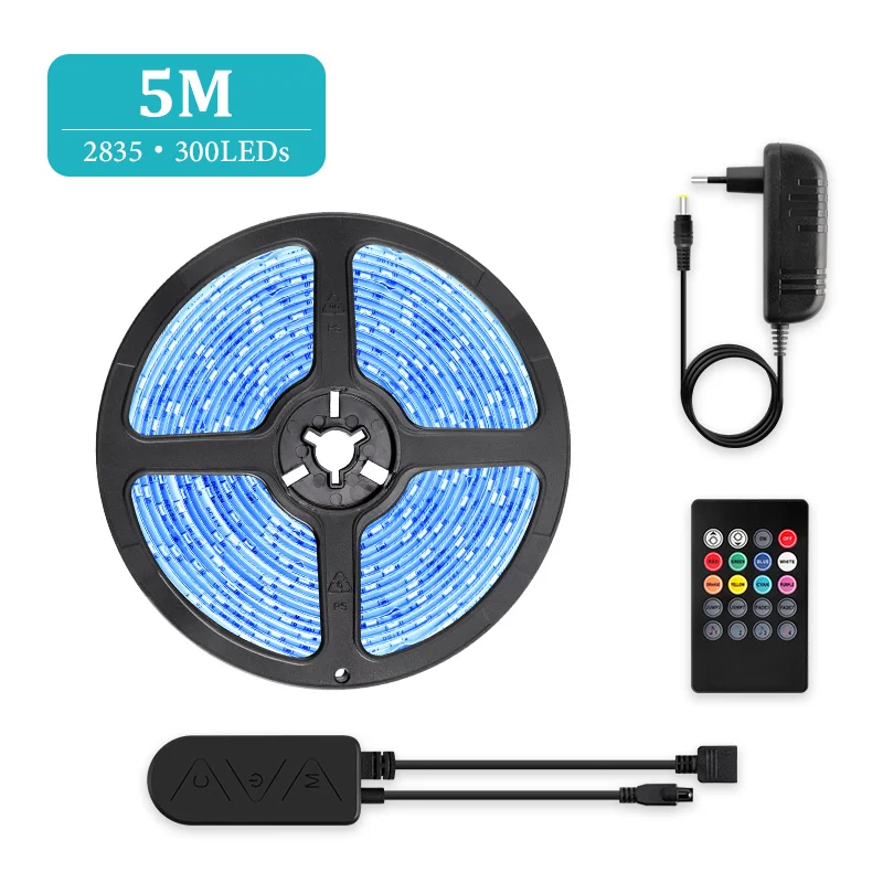 2835 300LEDs 5M Светодиодный светильник RGB 5 м/10 м 2835/5050 водонепроницаемая светодиодная лента с пультом дистанционного управления и Bluetooth контроллером для домашнего декора светильник ing - Испускаемый цвет: 2835 300LEDs 5M