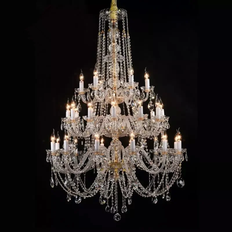 

Crystal Chandelier Lighting Modern Clear Golden Crystal Lights Candle Majestic Crystal Villa And Balaces Stair Light Chandeliers