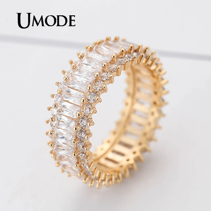 

UMODE NEW Eternity Rings for Women Luxury Wedding Bands Cubic Zirconia Femme Girls Couples Christmas Gift Fashion Jewelry UR0648
