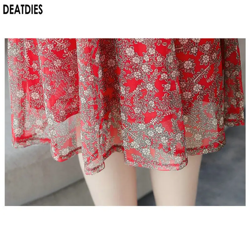 

New 2020 Women Vintage Print Dress Summer Casual Short Sleeve A-Line Dress Elegant Chiffon Party Dresses Lady Office Vestidos