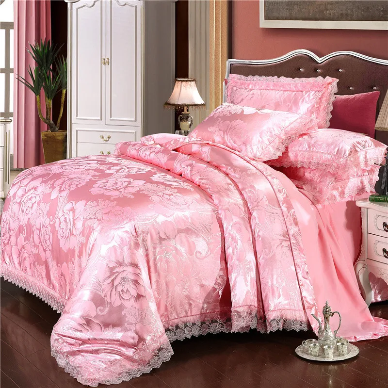 Комплект постельного белья Tencel из сатина и кружева новый стиль шелковое