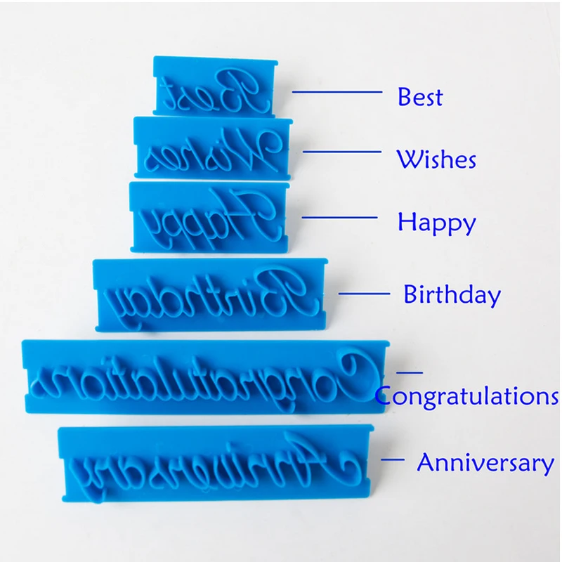 6 шт. штамп для печенья с надписью тиснение резак набор подарок помадка сделай сам