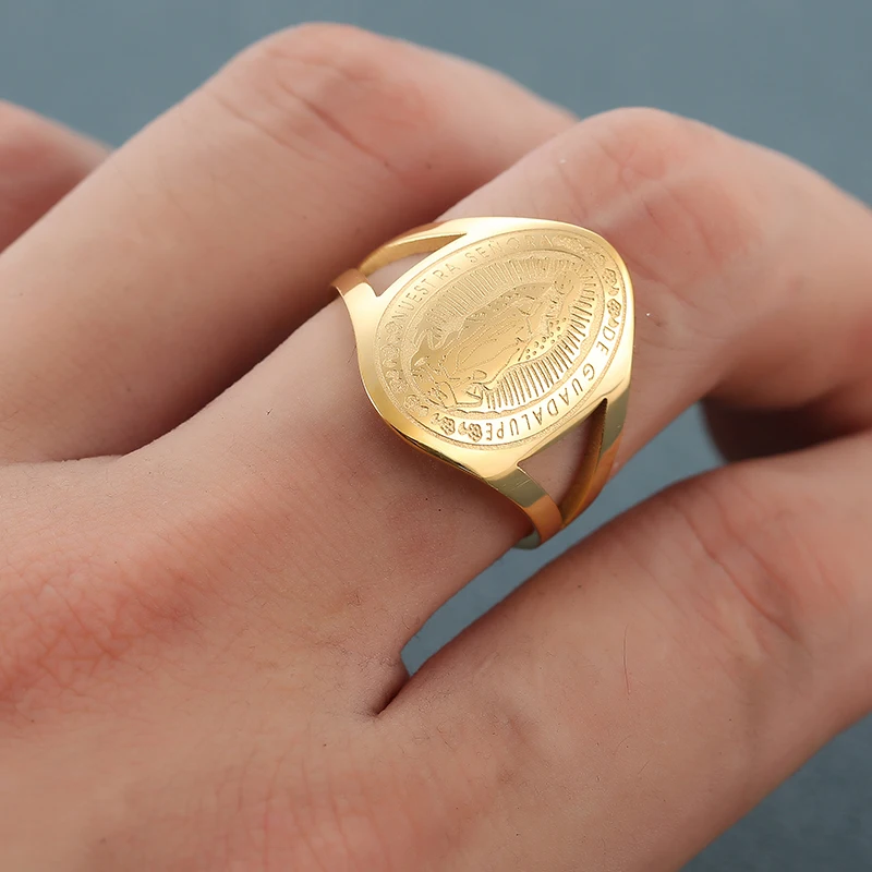 Кольца для женщин винтажные Девы Марии кольцо из нержавеющей стали 316L