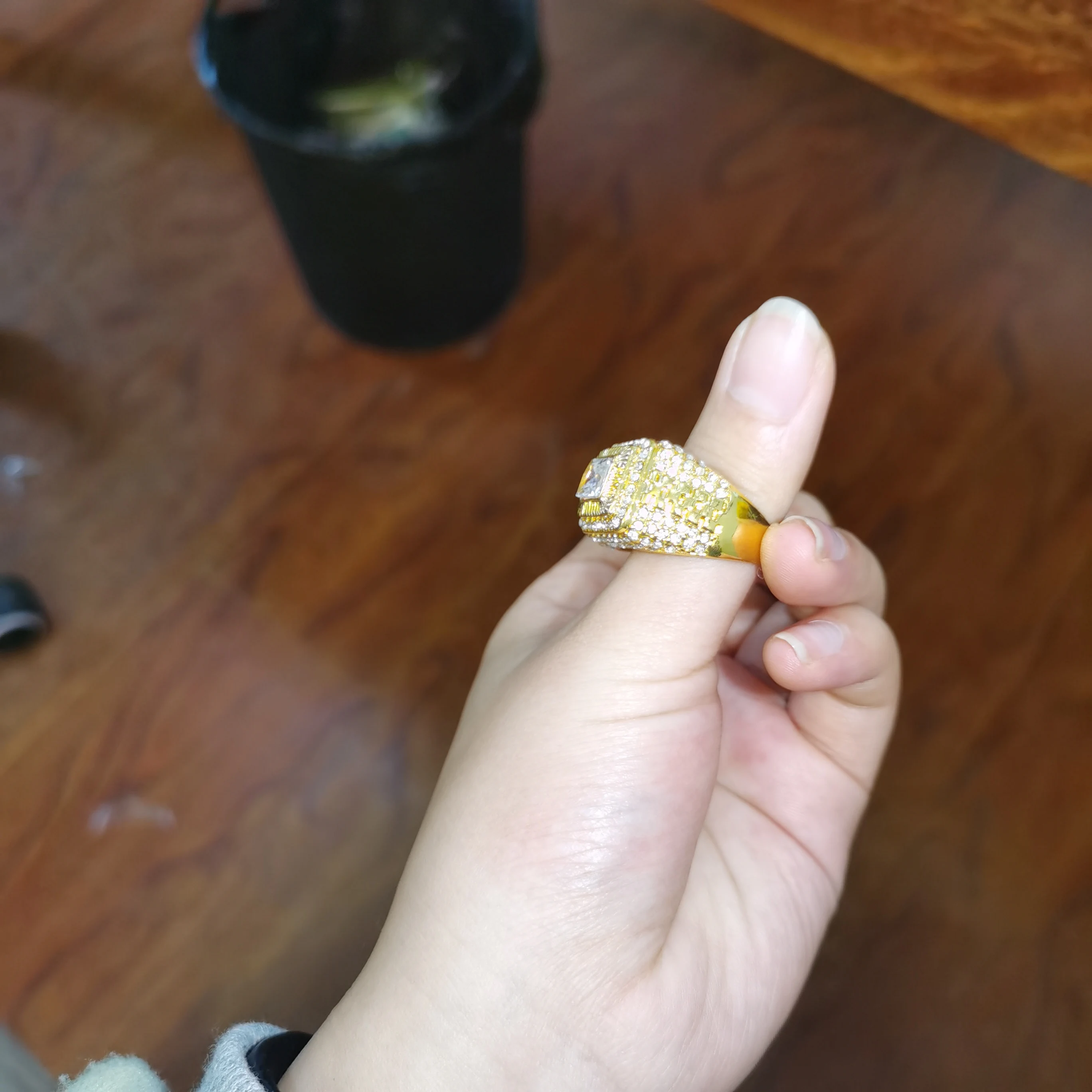 Hip Hop Square Ring Men Vintage Jewelry Rings For Women Full Rhinestone Golden Punk Finger Ring Mens Rock Crystal Wedding Rings images - 6