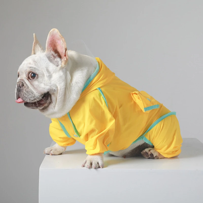 

Fashion Yellow Pet Dog Raincoat Pug Bulldog Clothes Waterproof Clothing Rain Jacket Poodle Bichon Schnauzer Welsh Corgi