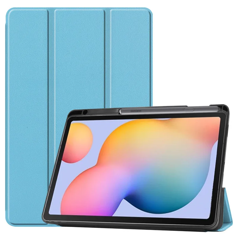 

For Samsung Galaxy Tab S6 Lite 10.4 inch SM-P610 P615 Case with Pencil Holder Tri-Fold Stand Cover Tablet Shell For Tab S6 Lite