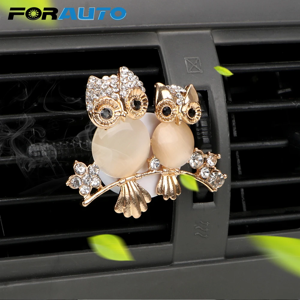 

FORAUTO Car Air Freshener Auto Outlet Perfume Vent Solid Fragrance Diffuser Diamond Owl Air Conditioner Outlet Clip Decoration