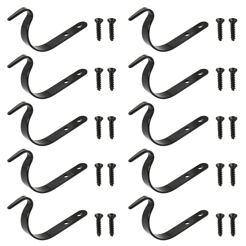 

Newly 1/4/10pcs Hanging Basket Brackets Metal Strong Outdoor Wall Garden Hook Black MK