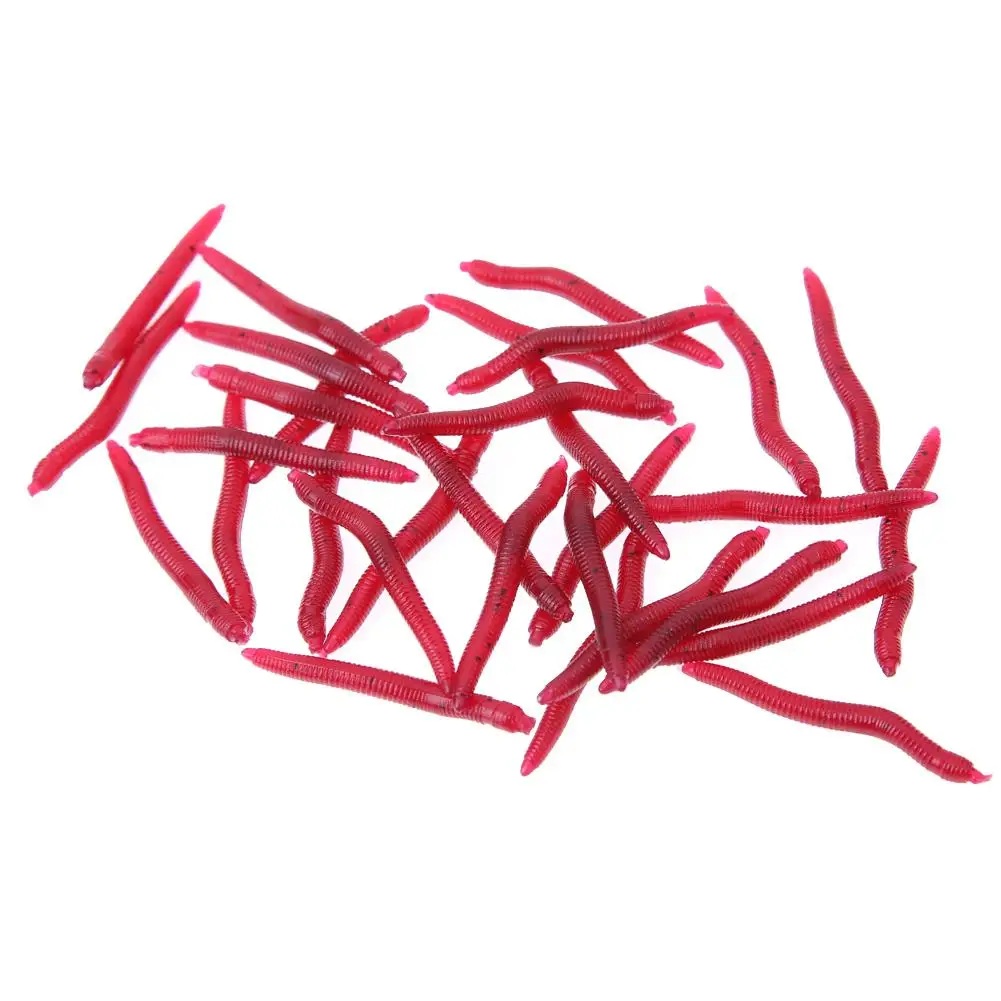 

100pcs/set 4cm Dark Red Fishing Lure PVC Soft Maggot Earthworm Artficial Bait Bionic Worm Fishy Smell Fishing Tackle Pesca Iscas