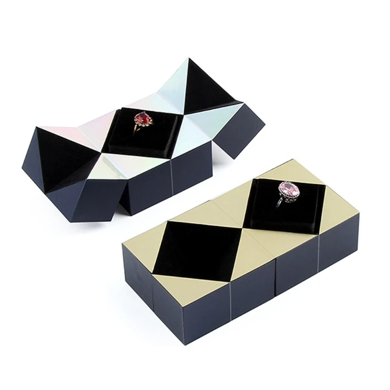 

Magical Shape Changeable Jewelry Box Ring Proposal Rotating Cube Earring Surprise Box for Proposal Engagement Wedding