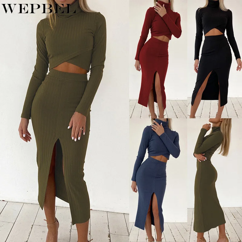 Женский элегантный комплект WEPBEL с юбкой женский сексуальный укороченный топ