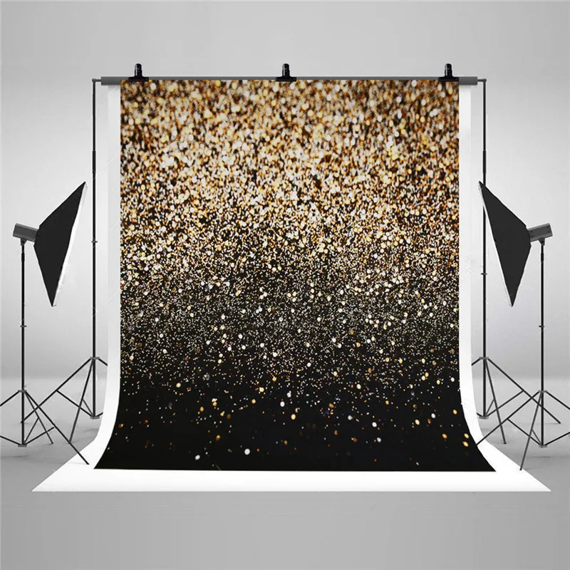 

Vinyl Party Glitter Black Gold Dot Photo Studio Backdrop Photography Background For Photo Studio Photographic Background