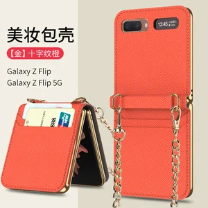 fashion card leather case for samsung galaxy z flip cover foldable hard shell for galaxy z flip 5g bags mobile phone cases free global shipping