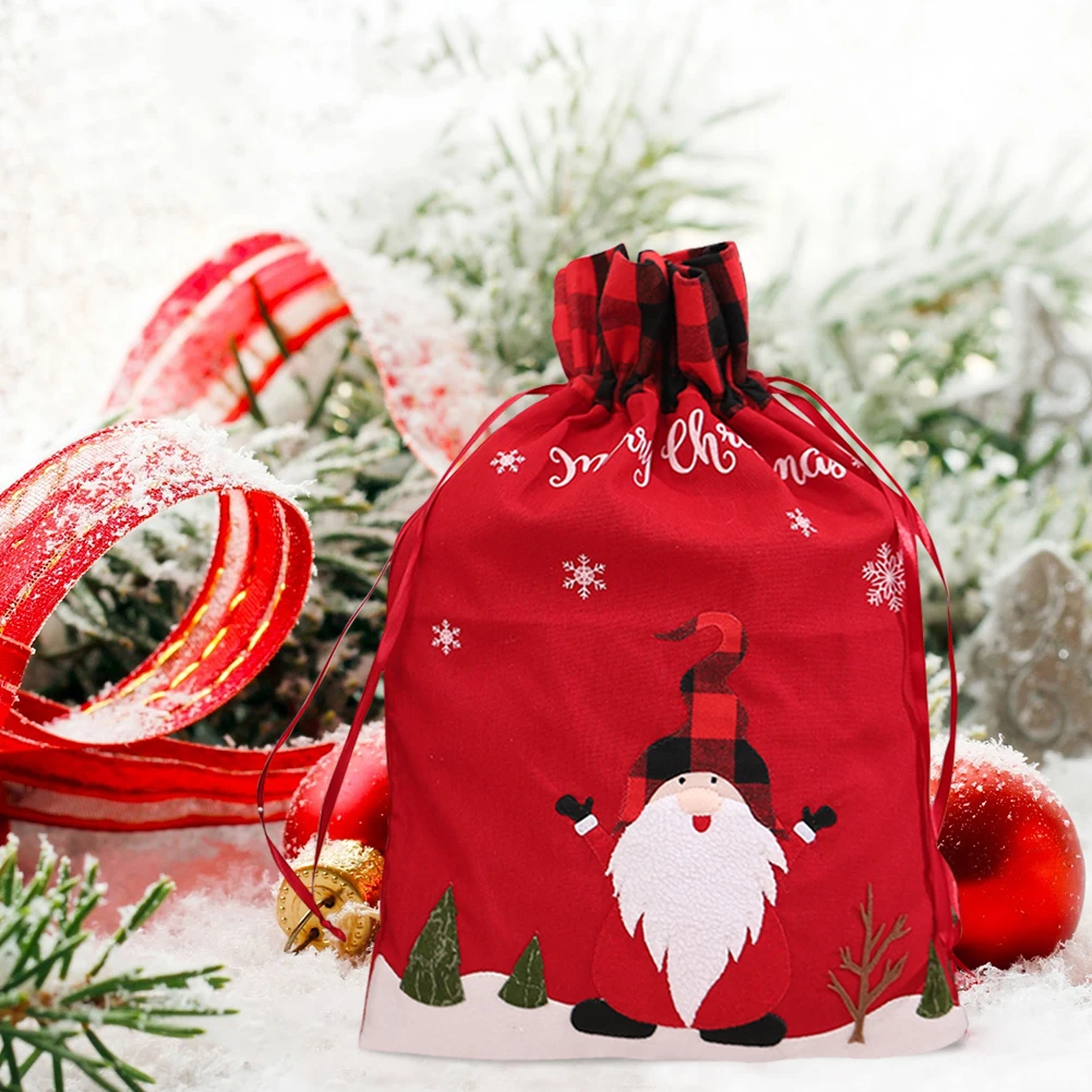 Christmas Large Candy Bag Printed Letters Forester Linen Drawstring Packaging Gift Bags Children Merry Home Decoration |