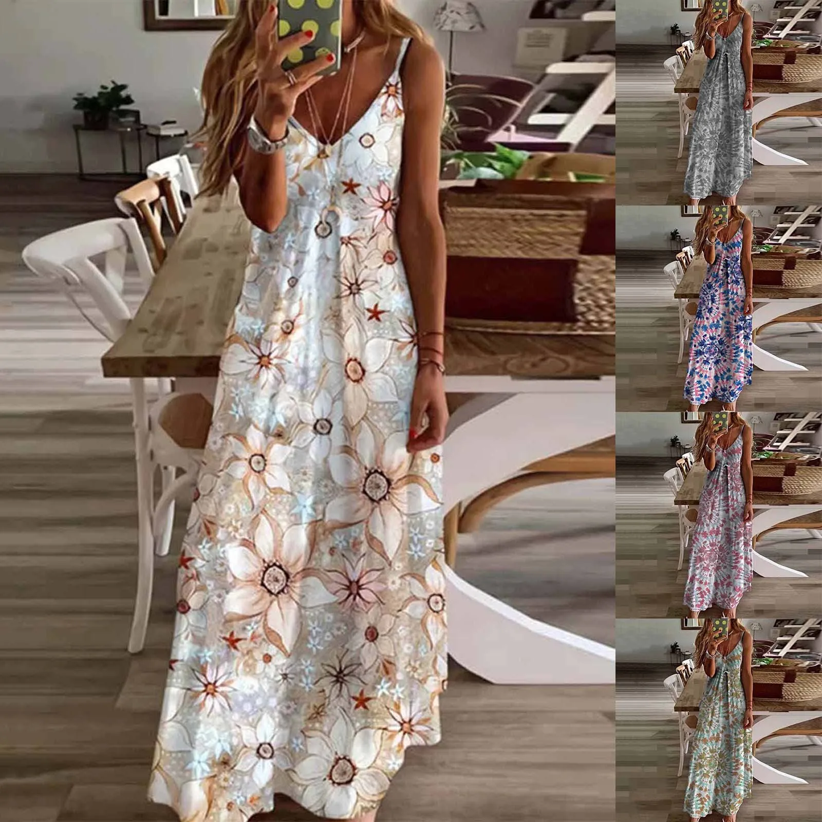 

Plus Size Maternity Dress Women Maxi Dress Summer Casual Boho Printed Long Dress Sleeveless V-Neck Pregnancy Dress Vestido