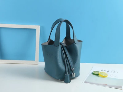 Aqua blue Unua amo Brand Women Handbags Fashion High Capacity Basket Bag Ladies Luxury Genuine Leather Bucket Totes Hand Bags - Цвет: Aqua blue