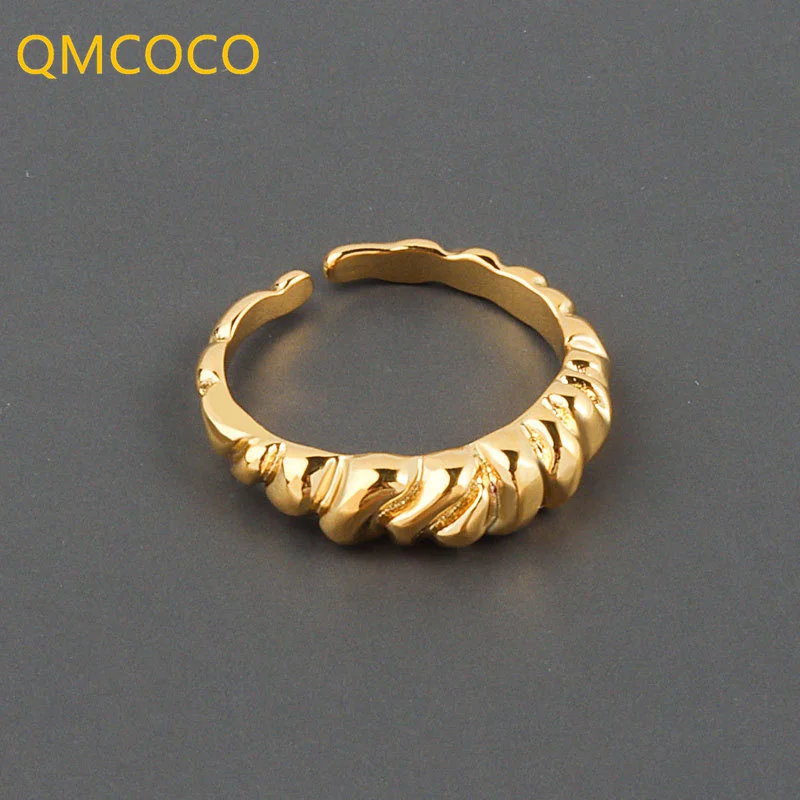 

QMCOCO Silver Color Design Irregular Metal Opening Adjustable Ring Female Korea Simple Elegant Temperament Trend Party Gift