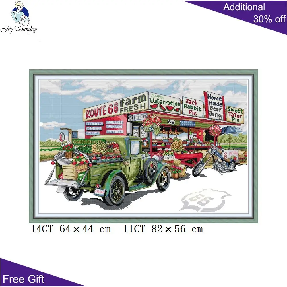 Joy Sunday тележка для фруктов домашний декор FA088 14CT 11CT подсчитанный и отпечатанный
