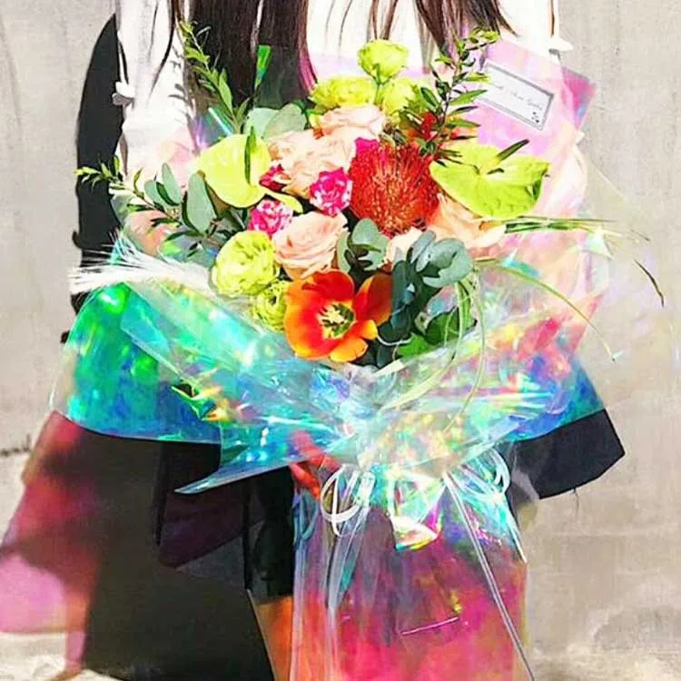 Прямая упаковка букета материал новая оберточная бумага для цветов радужная