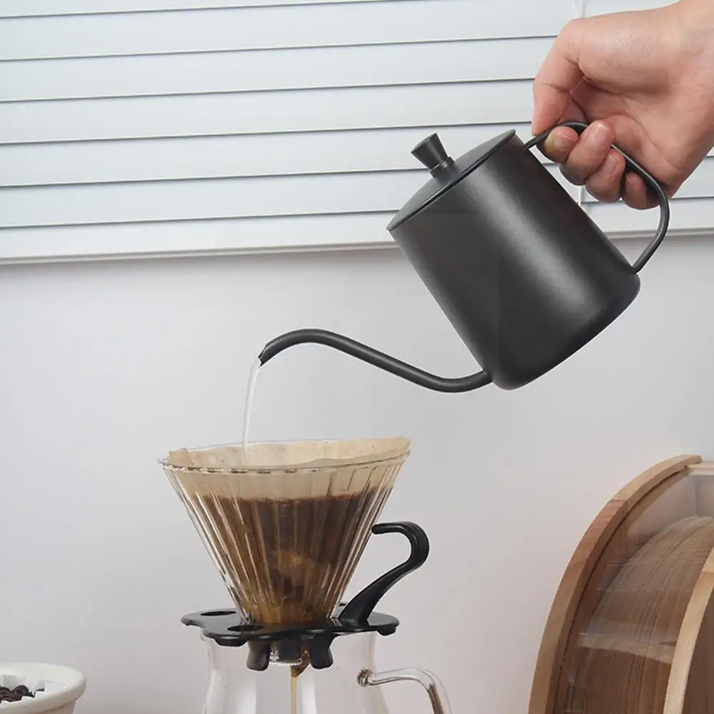 

Steel Hand Punch Pot With Lid Household Long-mouthed Thin-necked Pot Thickened Appliance Drip Coffee Pot Hanging Ear F5T5