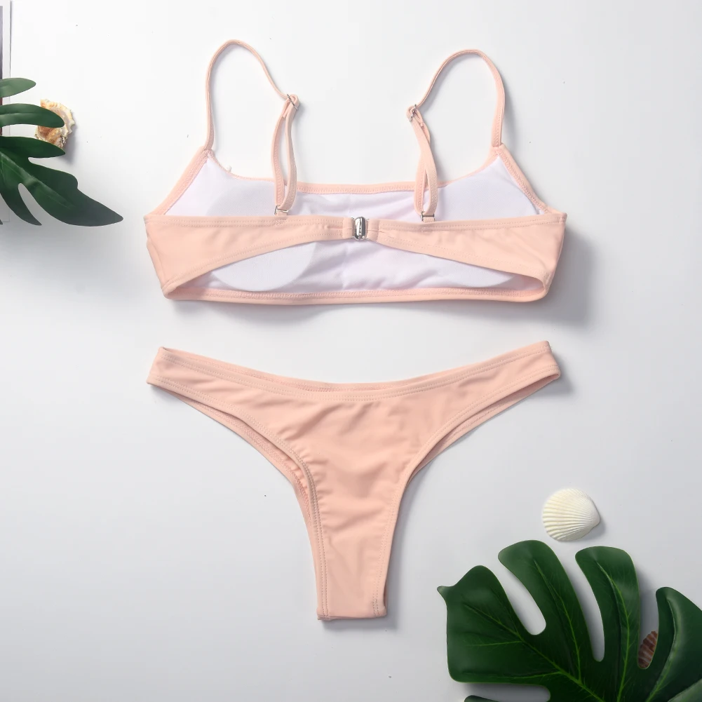 Женский купальный костюм Купальный бюстгальтер с подкладкой чистый цвет