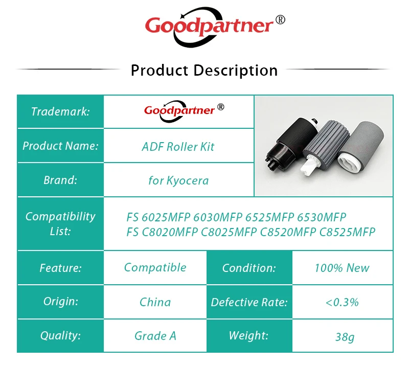 1X 1703M80UN0 MK 470 MK470 ADF пикап разделительный подающий ролик для Kyocera FS 6025 6030 6525 6530 C8020 C8025